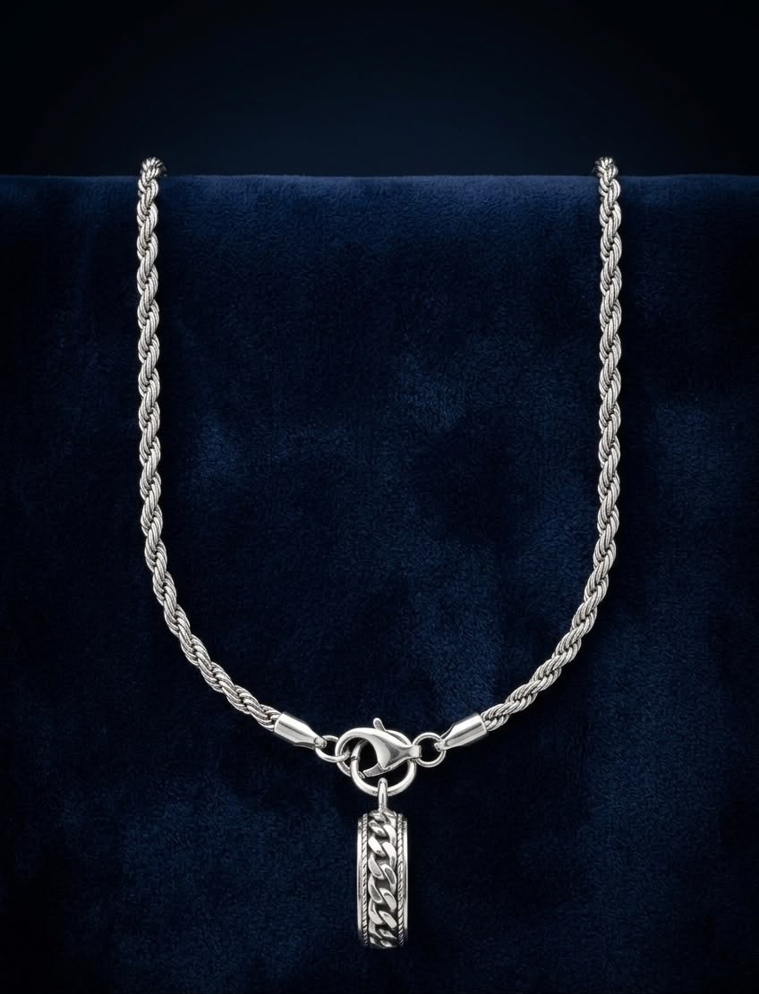 Cadena turbillón con Colgante de Anillo